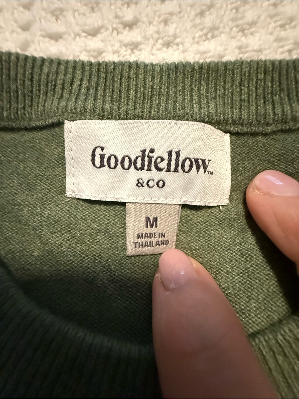 Goodfellow Crewneck Sweater M Olive Green Casual Minimalist Normcore - Picture 4 of 6